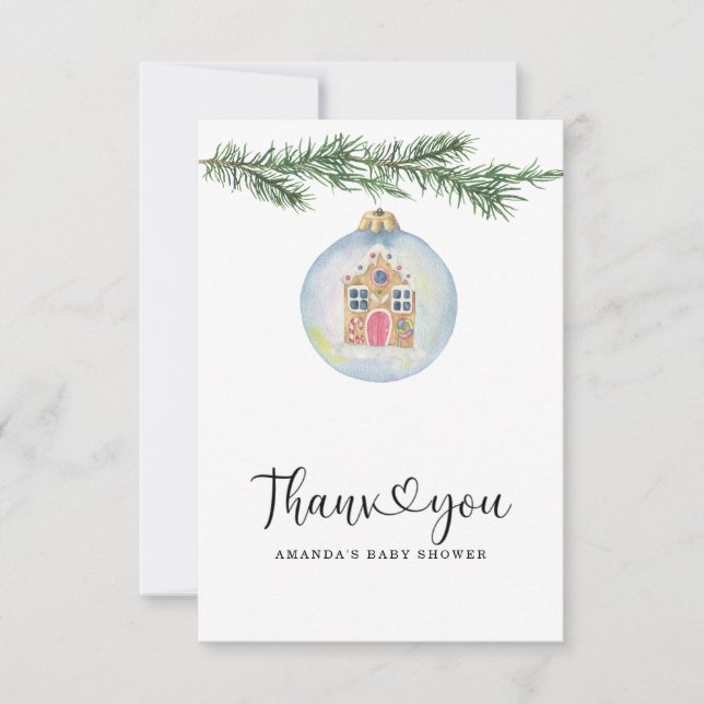 Winter branch - baby shower thank you  card (Front)