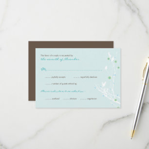 Winter Branch Snow Flower Simple Elegant Wedding RSVP Card