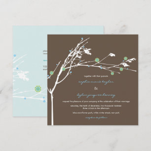 Winter Branch Snow Flower Wedding Invitation