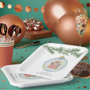 Winter branch with toy baby shower  paper plate