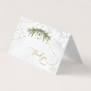 Winter Branches Lantern Snowflakes Thank You Card