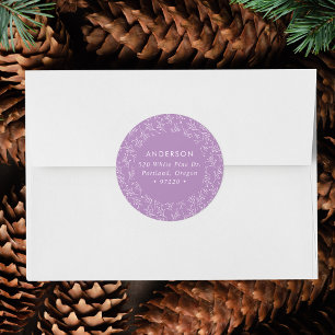 Winter Branches Purple Holiday Return Address Classic Round Sticker