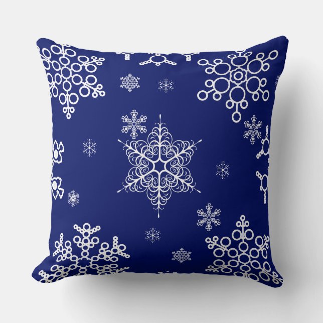 Winter breeze Cool Christmas Snowflakes Pattern Throw Pillow (Front)