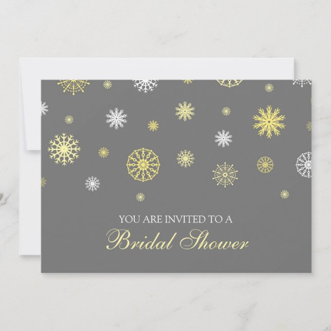 Winter Bridal Shower Grey Yellow Invitation (Front)