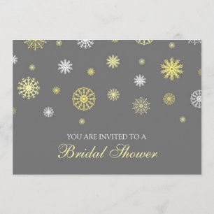 Winter Bridal Shower Grey Yellow Invitation