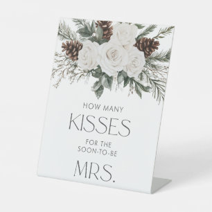 Winter Bridal Shower Guess How Many Kisses Pedestal Sign