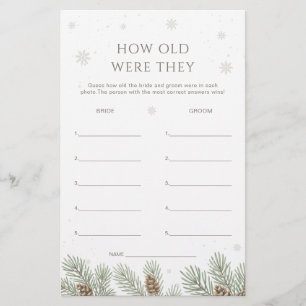 Winter Bridal Shower Guess the Age Game