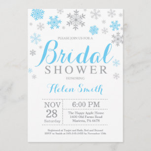 Winter Bridal Shower Invitation Blue Snowflake