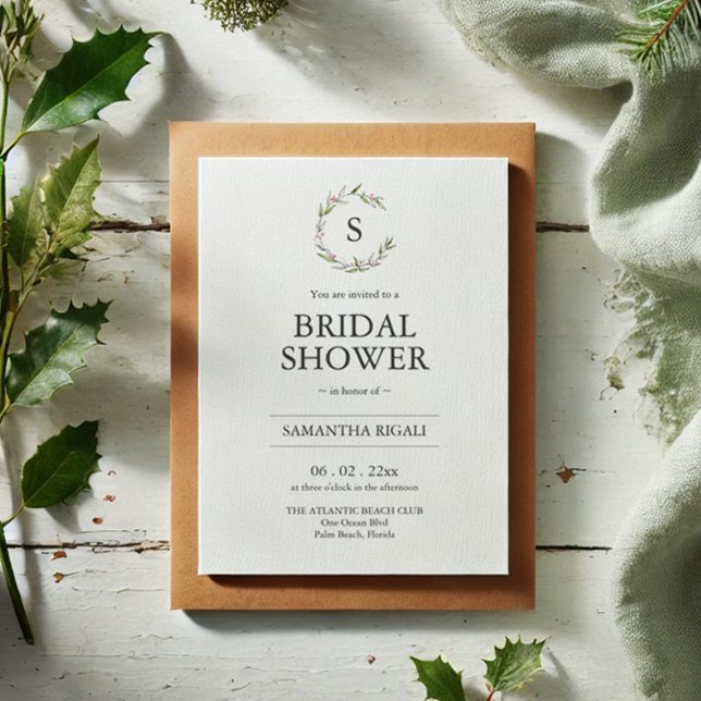 Winter Bridal Shower Invitation with QR Code (Bridal shower invitations Christmas botanical line art by Victoria Grigaliunas Do Tell A Belle)
