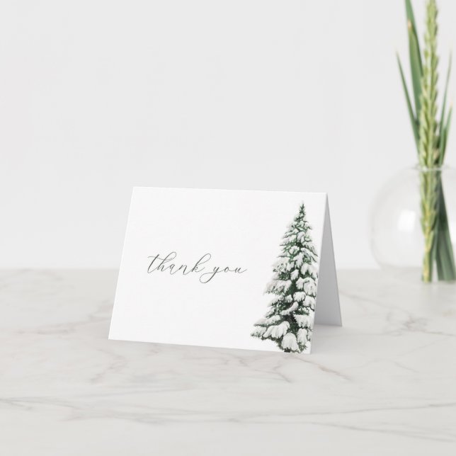 Winter Bridal Shower Thank You Card Pine Tree (Front)