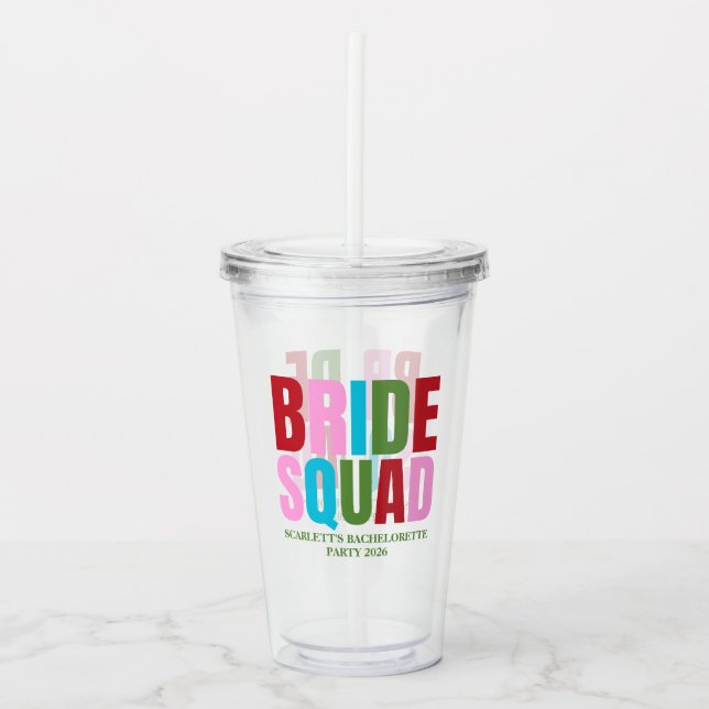 Winter Bride Squad Bachelorette Party Acrylic Tumbler (Front)