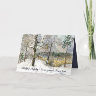 winter bridge watercolor card