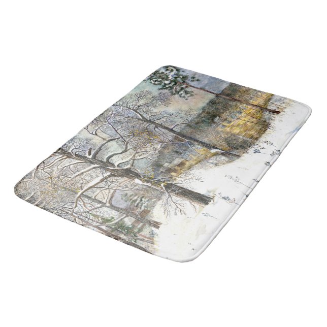 winter bridge Watercolor painting Bath Mat (Angled)