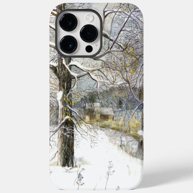 winter bridge Watercolor painting Case-Mate iPhone Case (Back)