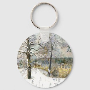 Winter bridge Watercolor painting  Keychain