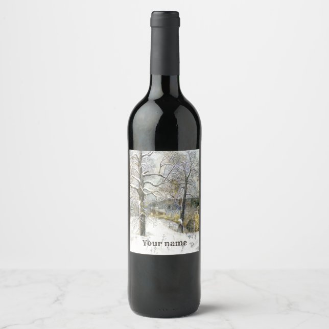 winter bridge watercolor wine label (Front)