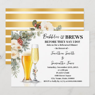 Winter Bubbles & Brews Rehearsal Dinner Invitation