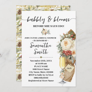 Winter Bubbly & Blooms Before I do Bridal Shower Invitation