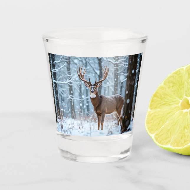 Winter Buck Shot Glass (Front)