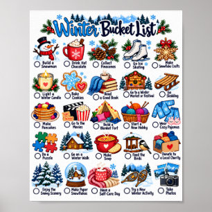 Winter Bucket List - Cozy Seasonal Activities List Poster