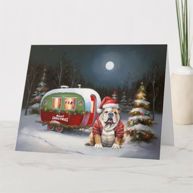 Winter Bulldog Caravan Christmas Adventure  Card (Front)