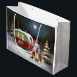 Winter Bulldog Caravan Christmas Adventure  Large Gift Bag<br><div class="desc">Embrace the magic of a snowy winter night as a caravan glides gracefully through the moonlit landscape. The serene beauty of the glistening snow and the enchanting glow of the moon create a captivating scene,  promising an unforgettable Christmas adventure filled with warmth,  joy,  and cherished memories.</div>