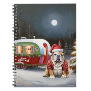 Winter Bulldog Caravan Christmas Adventure Notebook