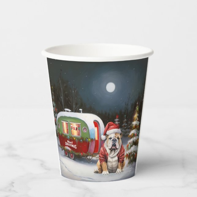 Winter Bulldog Caravan Christmas Adventure  Paper Cups (Front)