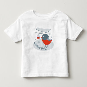 Winter bullfinch bird and red rowan berries T-Shi Toddler T-shirt