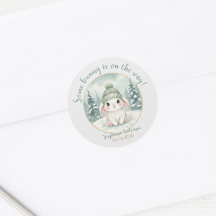 Winter Bunny Baby Shower Neutral Classic Round Sticker