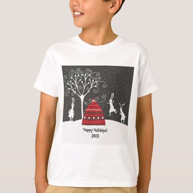 Winter Bunny Hoppy Holidays T-Shirt (Front)