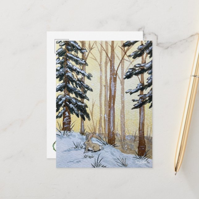 Winter Bunny Postcard (Front/Back In Situ)