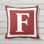 Winter Burgundy Bold Monogram Initial Outdoor Pillow<br><div class="desc">Set off your Fall or Winter patio decor with this modern design bold monogrammed pillow. Customize to any colour. Both sides of pillow are dark burgundy and front side has large bold white monogram initial framed with wide white border. CLICK PERSONALIZE TEMPLATE OPTION AND ENTER MONOGRAM</div>