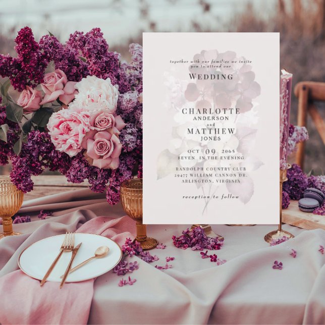 Winter Burgundy Hydrangeas Wedding Invitation (Creator Uploaded)