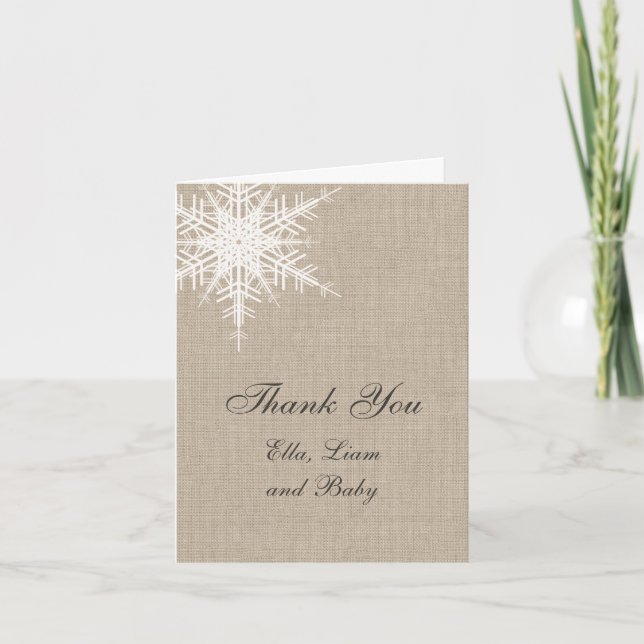 Winter Burlap Thank You Card (Front)