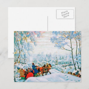 "Winter" by Boris Kustodiev, Fine Art Postcards