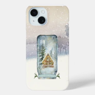 Winter Cabin Christmas iPhone 15 Case