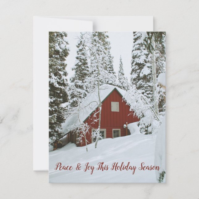 Winter Cabin In The Wilderness Holiday Card (Front)