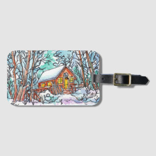 Winter Cabin Luggage Tag