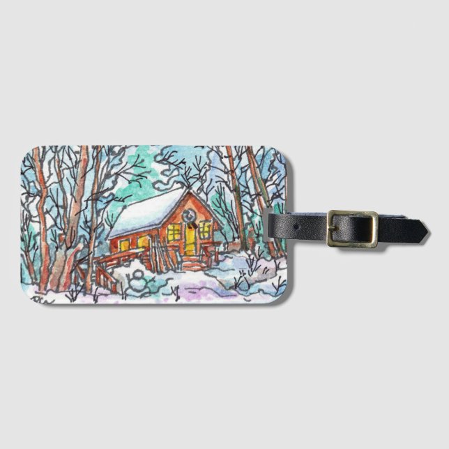 Winter Cabin Luggage Tag (Front Horizontal)