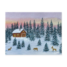 Winter Cabin Postcard