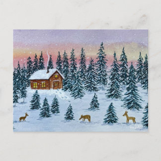 Winter Cabin Postcard