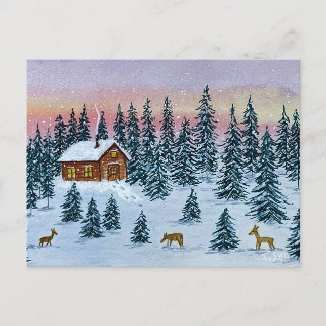 Winter Cabin Postcard (Front)