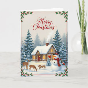 Winter Cabin Serenity Merry Christmas Card