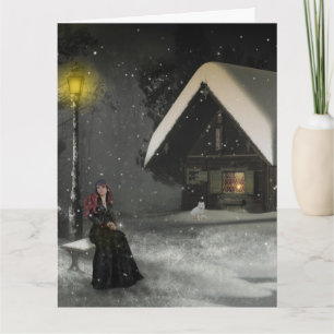 WINTER CABIN SNOW BIRTHDAY CARDS FOR HER