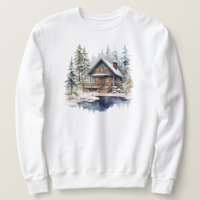 Winter Cabin Sweatshirt (Design Front)