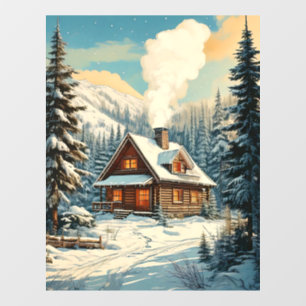 Winter Cabin Window Cling