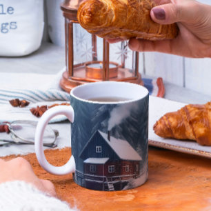 Winter Cabin with Snow & Pine Trees Coffee Mug