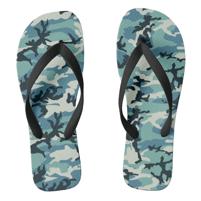 Winter Camo Pattern Flip Flops (Footbed)