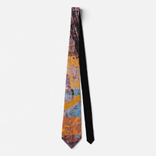 Winter Campfire, Collage, A Gel Print Abstract Tie
